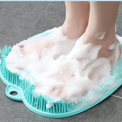 Anti-slip silicone foot scrubber mat with bristles for shower foot massage