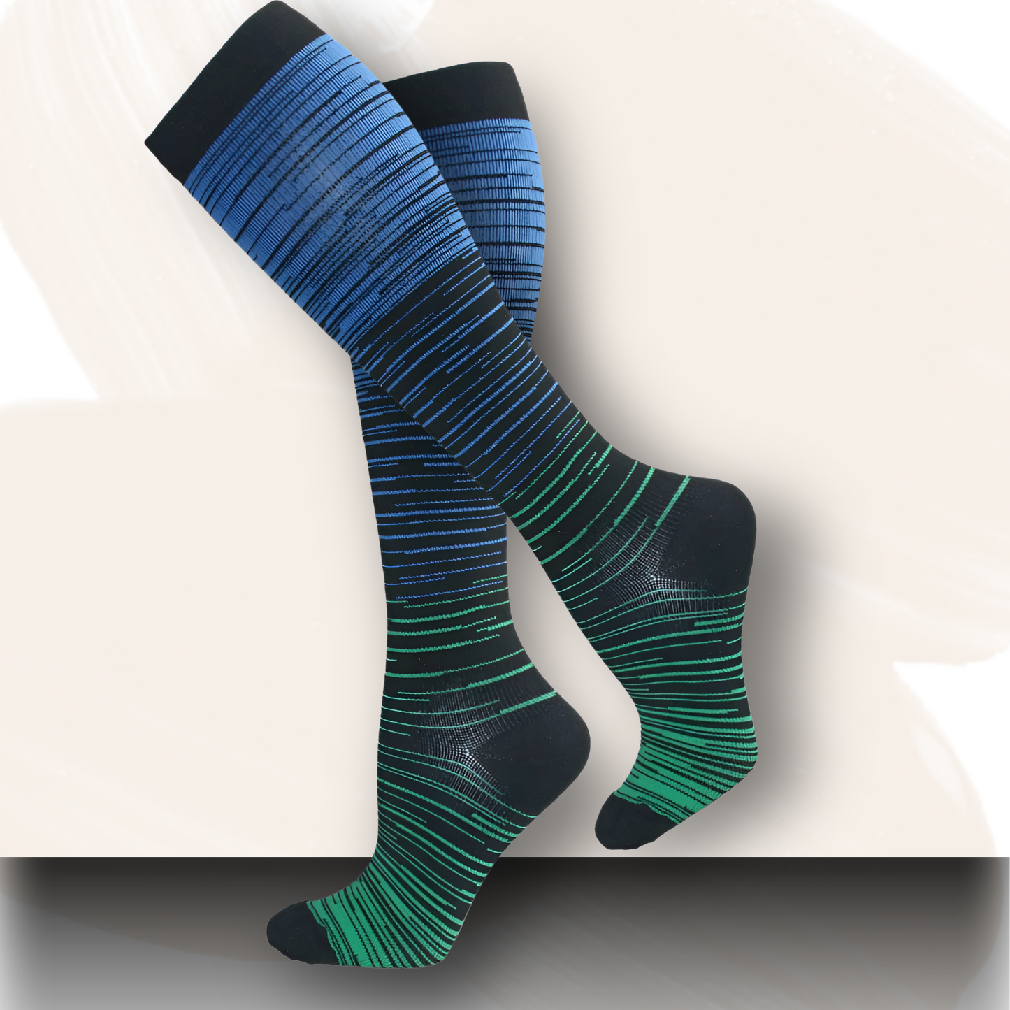 Ombré gradient 20-30mmHg knee-high compression socks pair