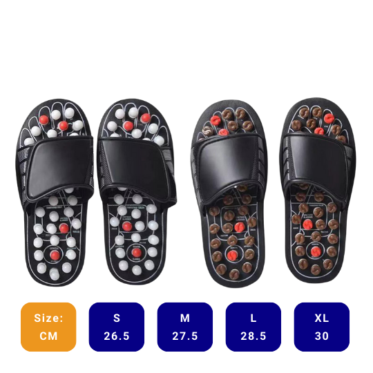 Acupressure reflexology slip-on wellness sandals for foot stimulation