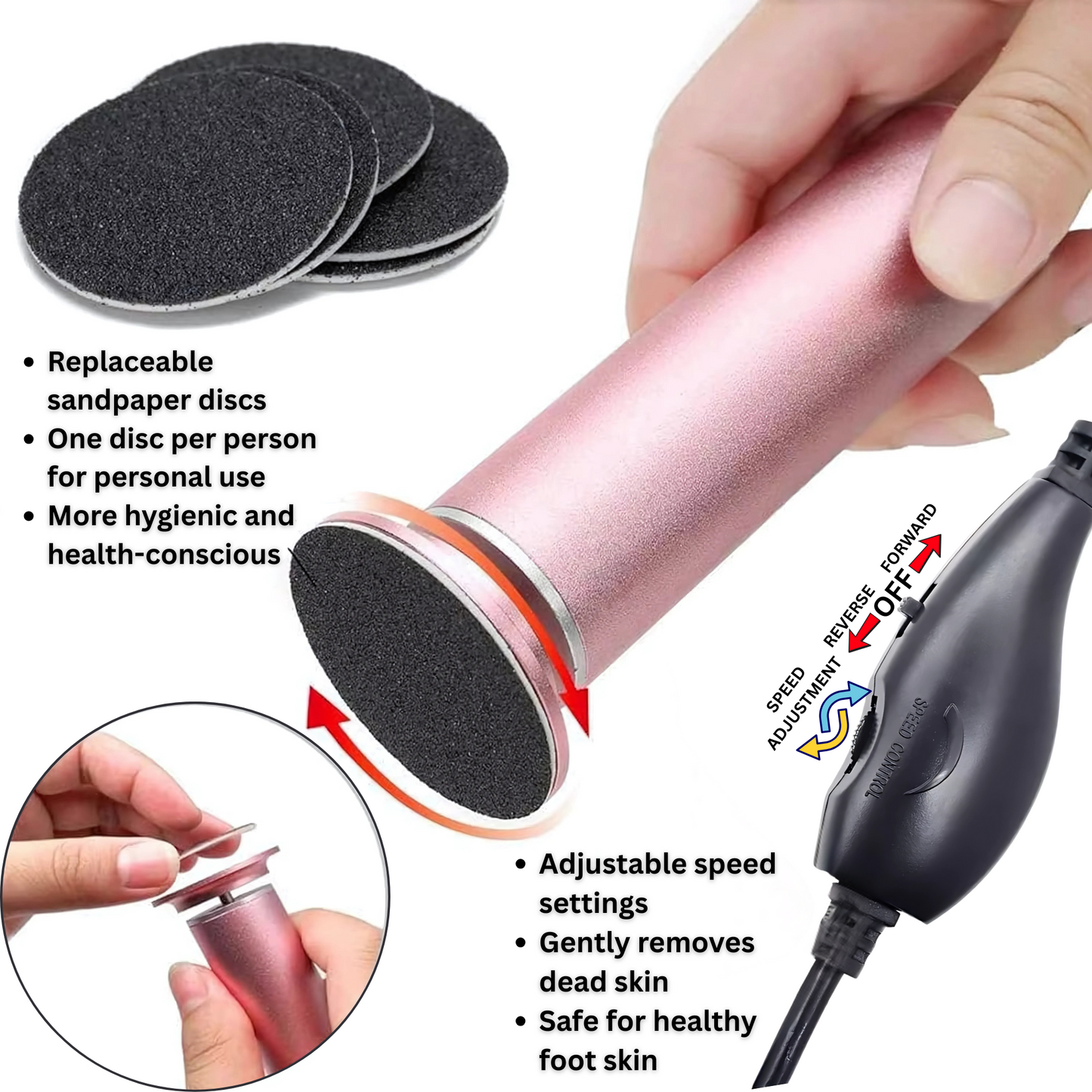 Premium electric foot callus remover with multiple grinding heads