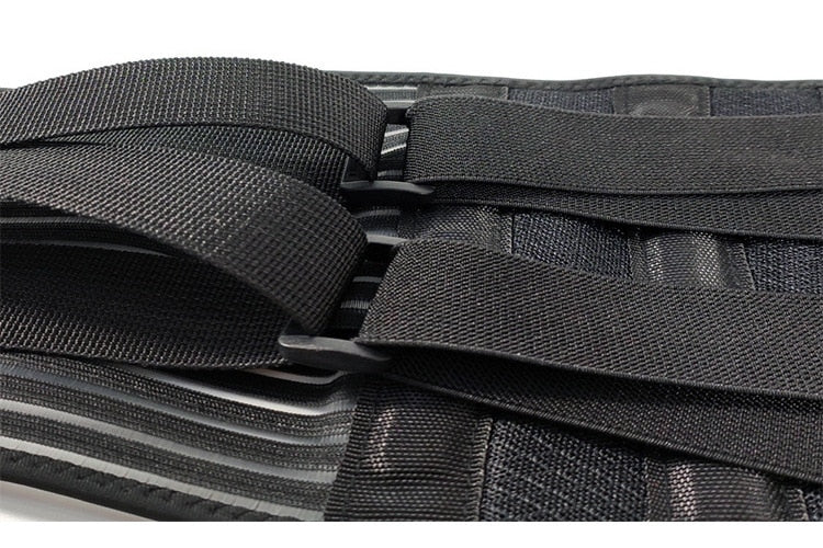 Heavy-duty lower back support brace with dual compression straps for lifting