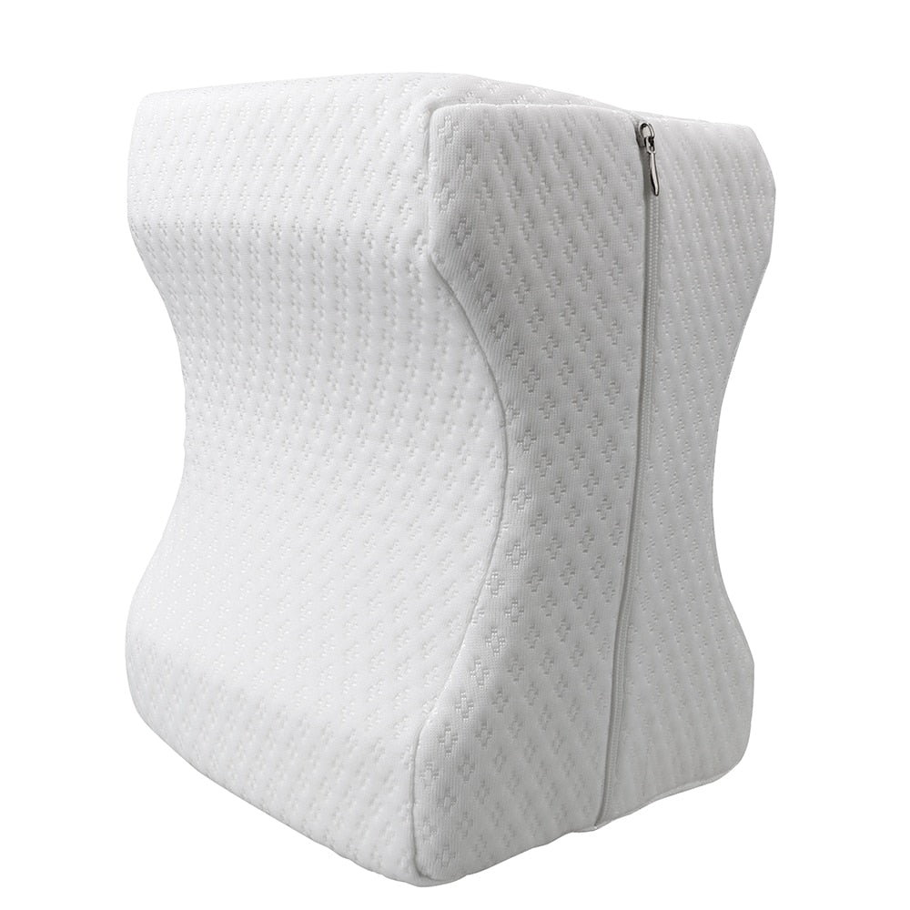 Memory foam hip and knee support pillow for side sleepers and sciatica