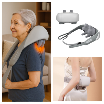 Neck and shoulder shiatsu heat massager wrap with kneading