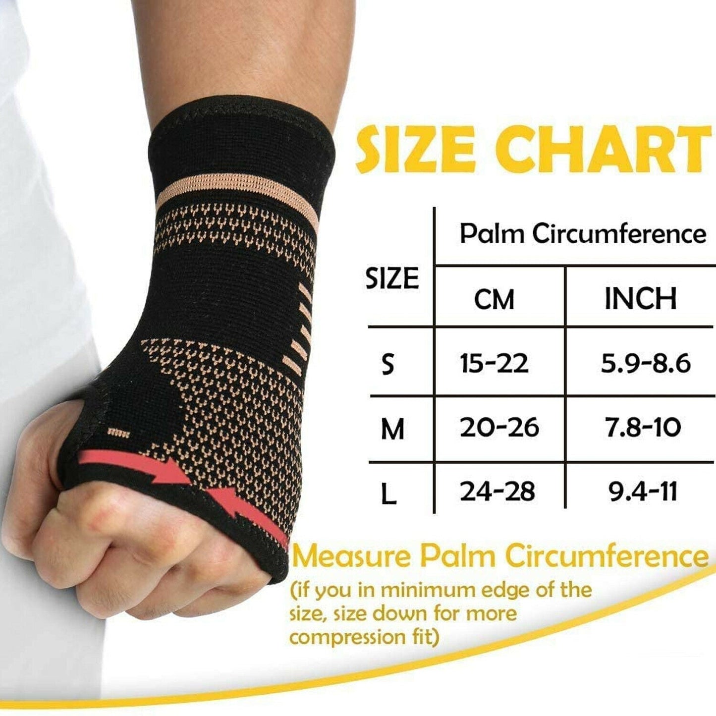 Copper-infused wrist compression sleeve for carpal tunnel and tendonitis