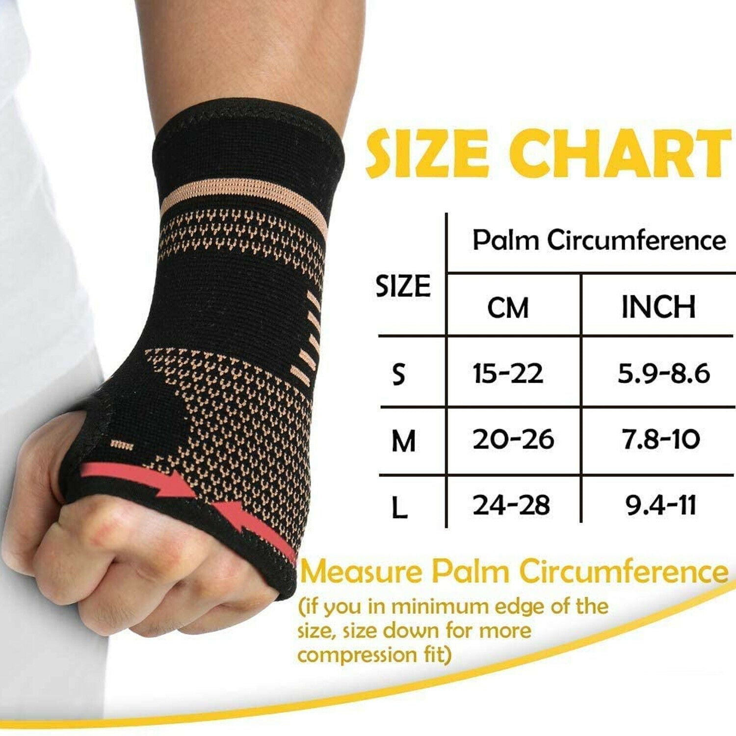 Copper-infused wrist compression sleeve for carpal tunnel and tendonitis