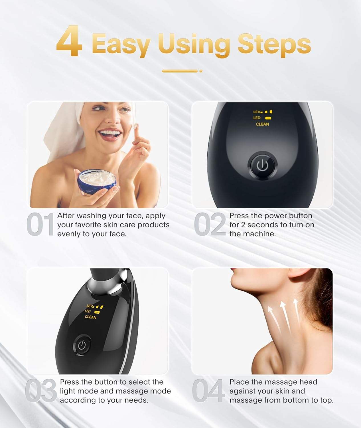 LED light therapy 7-color face and neck massager wand