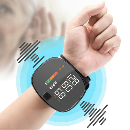 Rechargeable digital wrist blood pressure monitor with backlit LCD