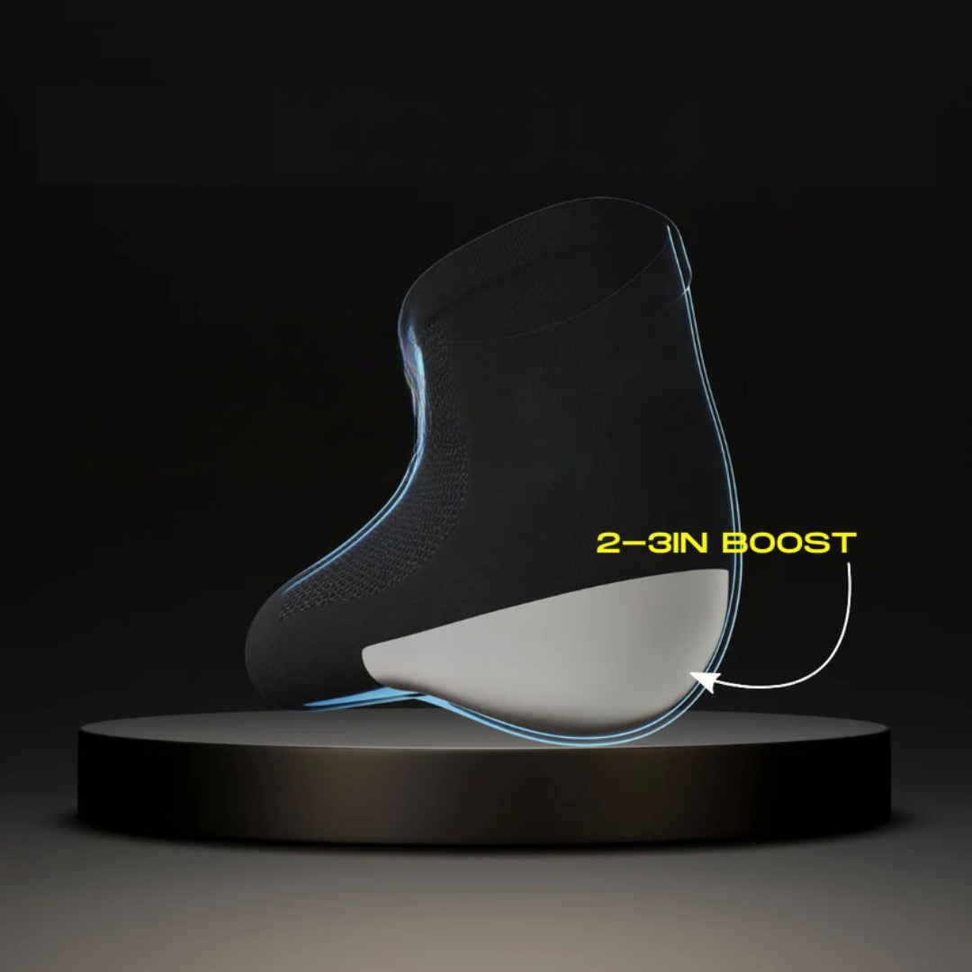 Height-increase socks with hidden insole lift
