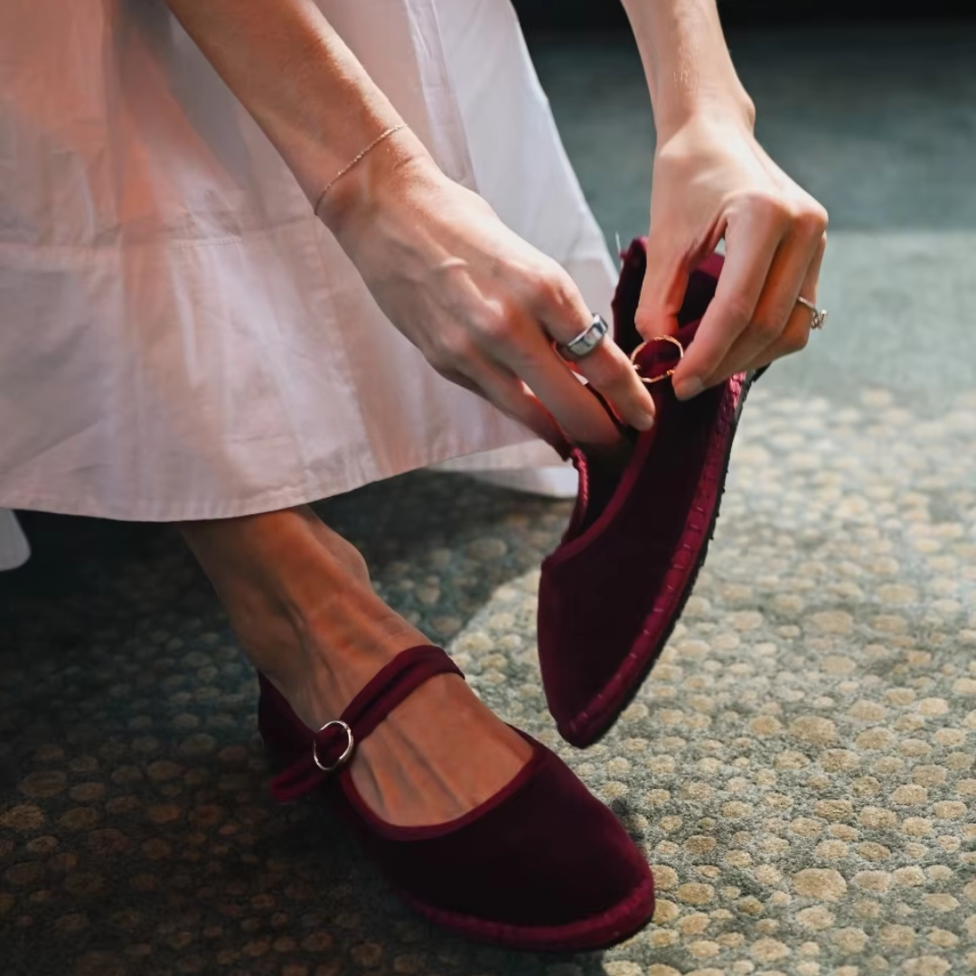 Velvet Mary Jane eco-friendly handcrafted shoes