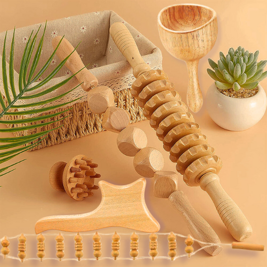 Professional wood therapy massage tool set for body sculpting maderoterapia