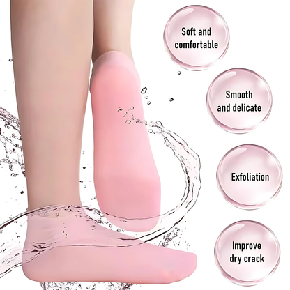 Silicone gel moisturizing socks for overnight heel hydration