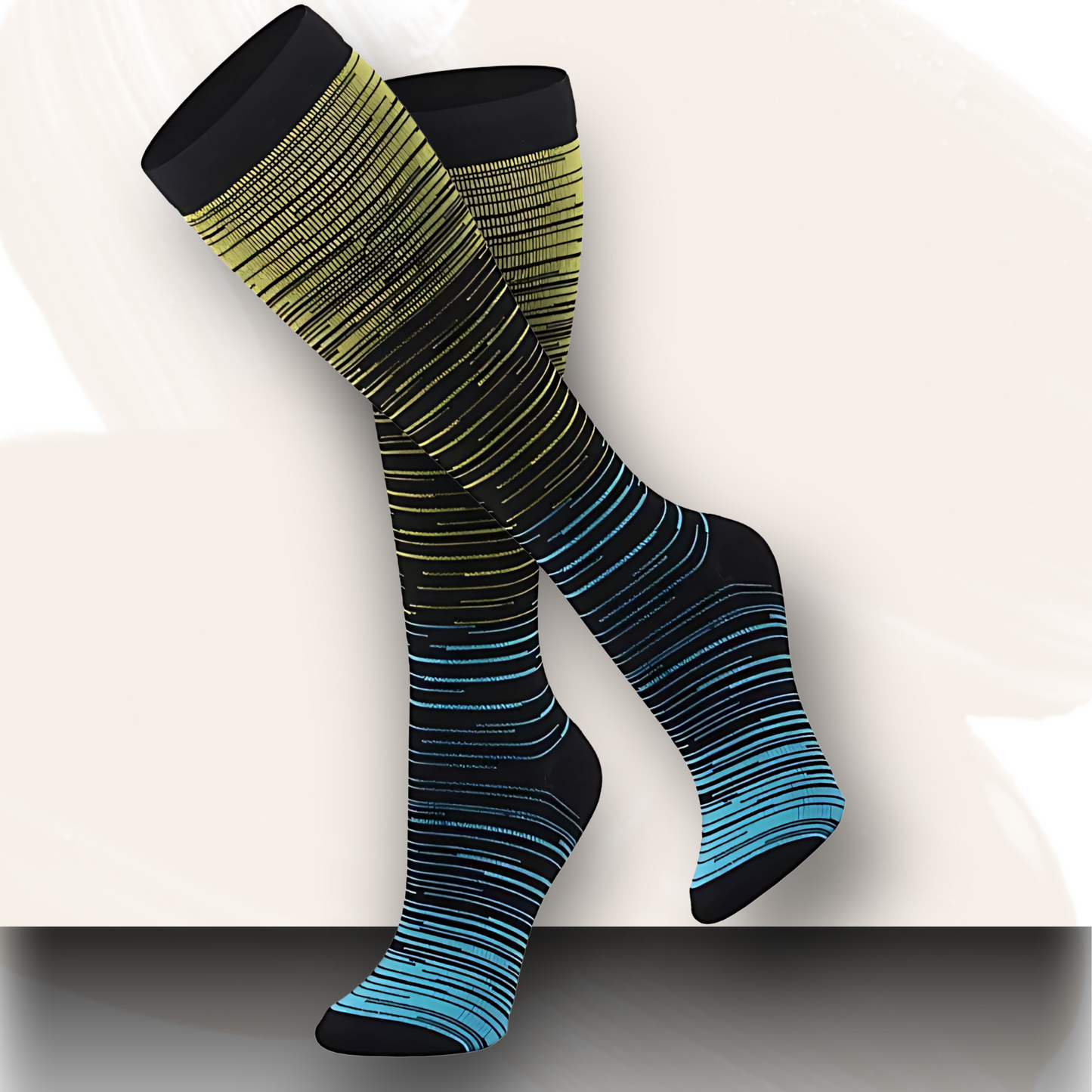 Ombré gradient 20-30mmHg knee-high compression socks pair