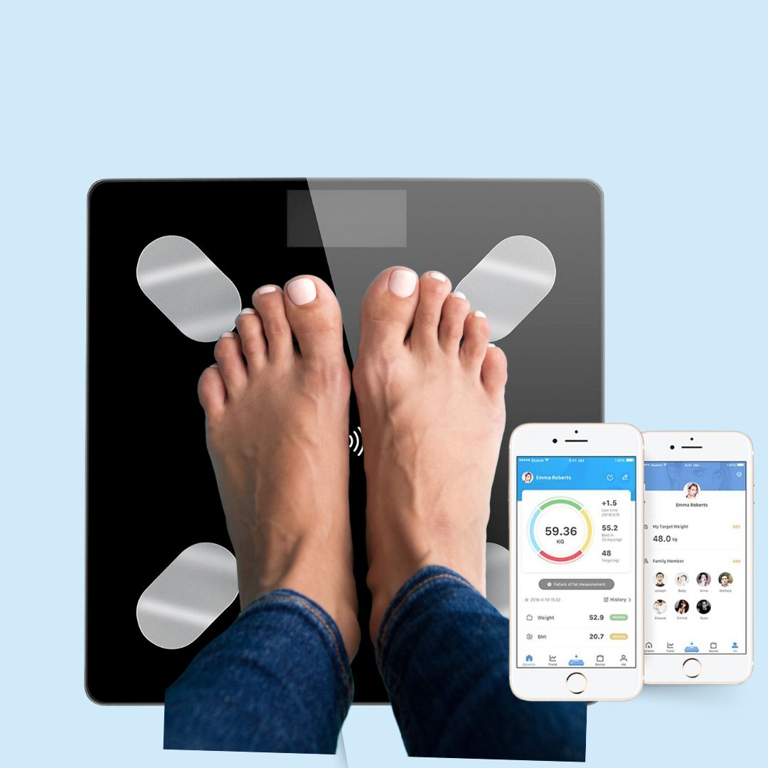 Smart Bluetooth body fat scale with BMI tracking and smartphone app