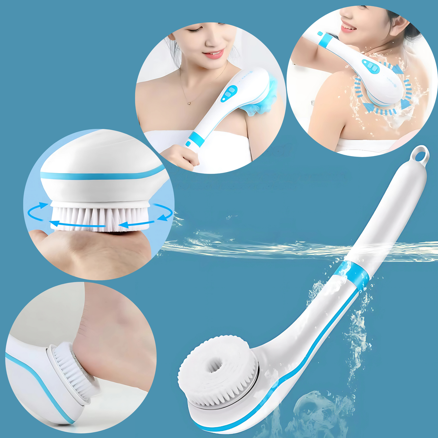 Electric vibrating body shower brush cleansing and exfoliation