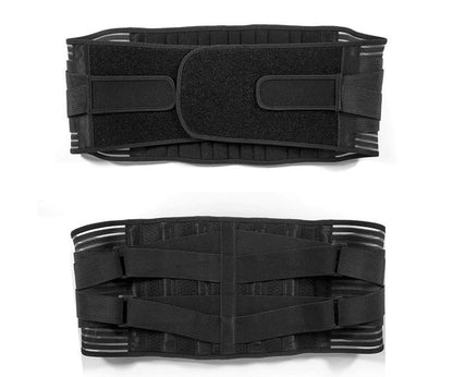 Heavy-duty lower back support brace with dual compression straps for lifting