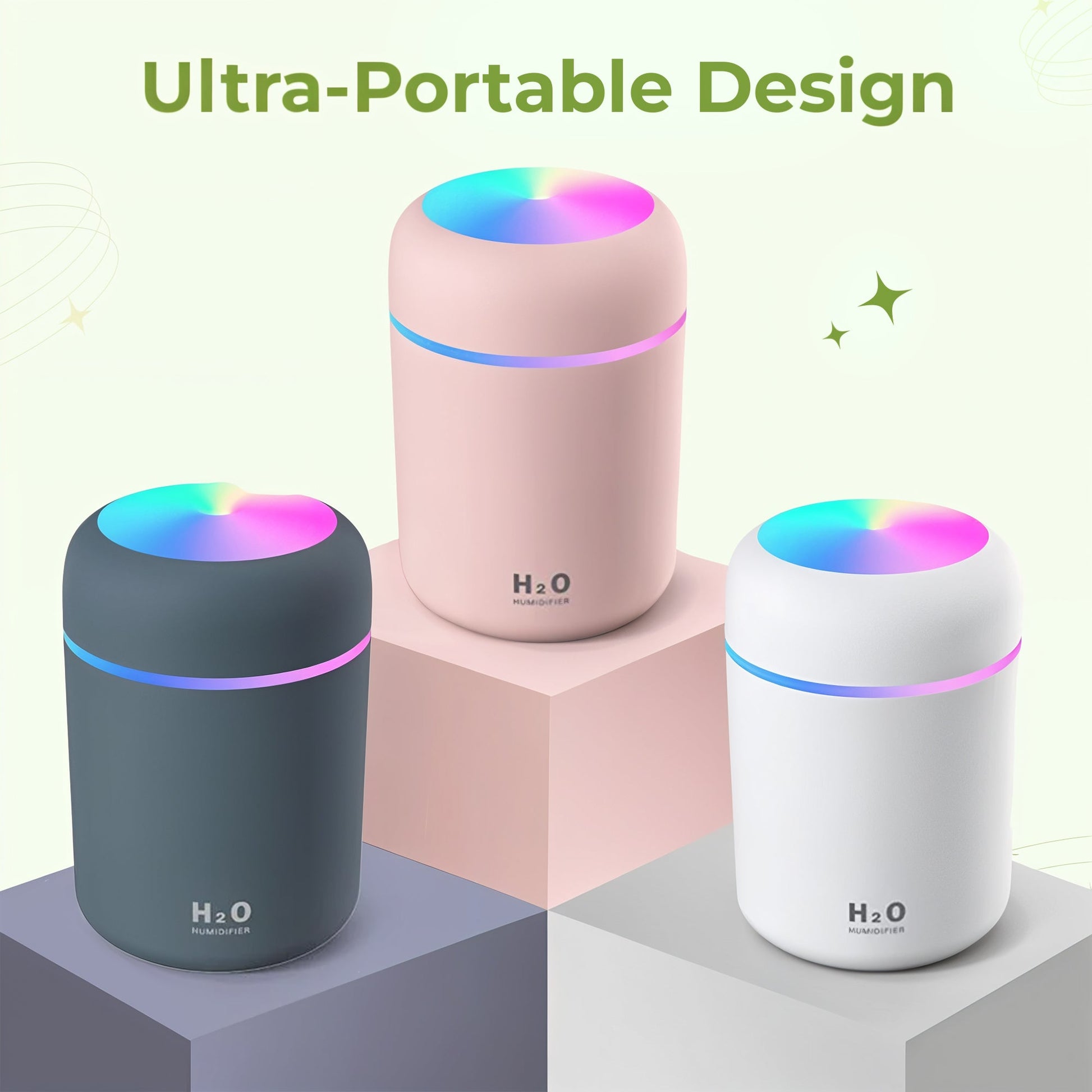Portable USB air humidifier for desk and travel