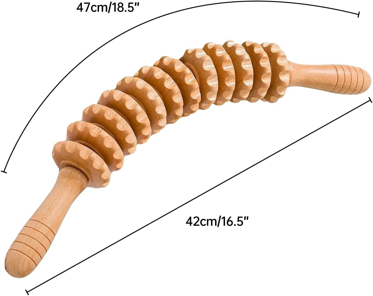 Handheld wooden massage roller circulation and muscle relief