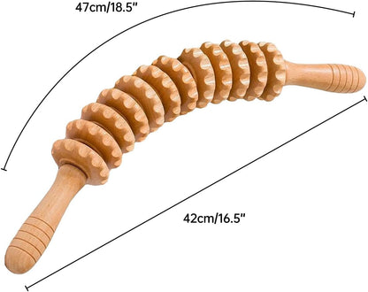 Handheld wooden massage roller circulation and muscle relief