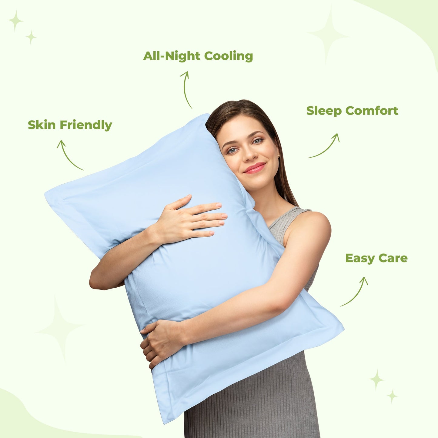 Cooling sleep setup pillow and cooling pillowcase