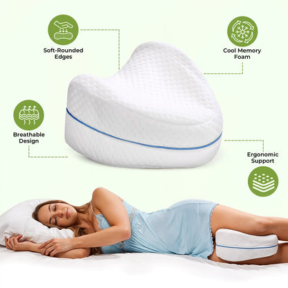 Memory foam leg and knee support pillow for sciatica