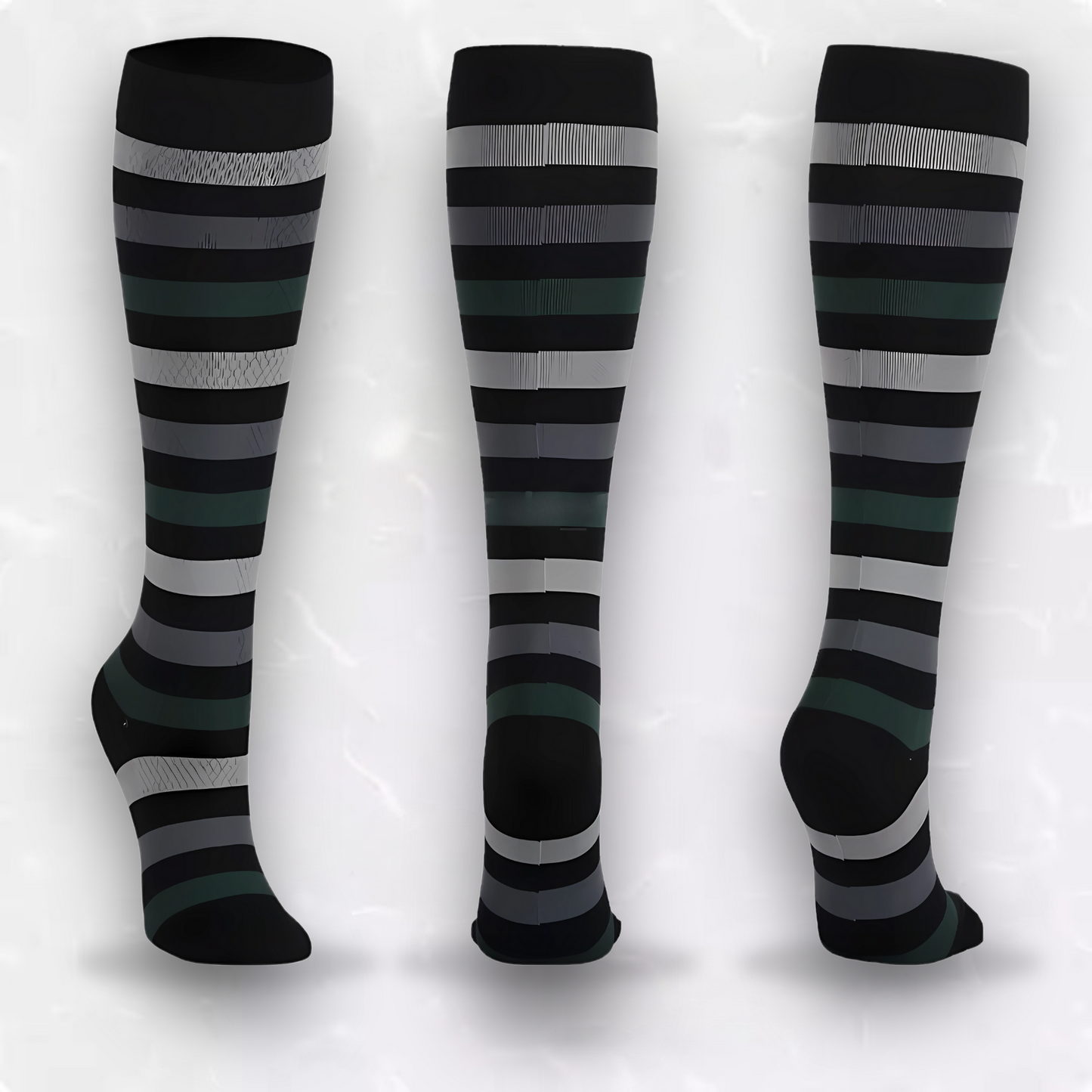 Fun-patterned 20-30mmHg knee-high compression socks pair