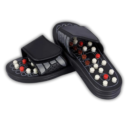 Acupressure reflexology slip-on wellness sandals for foot stimulation