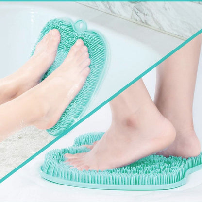 Anti-slip silicone foot scrubber mat with bristles for shower foot massage