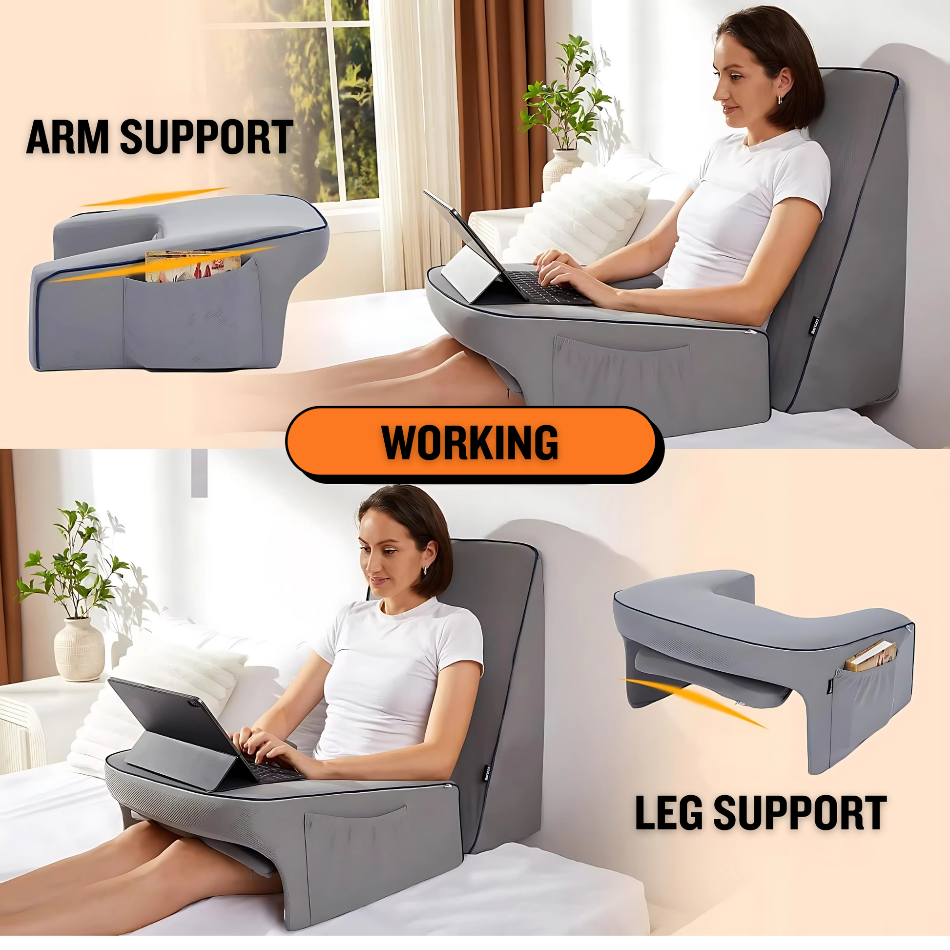 Ergonomic lap pillow for reading and laptop use