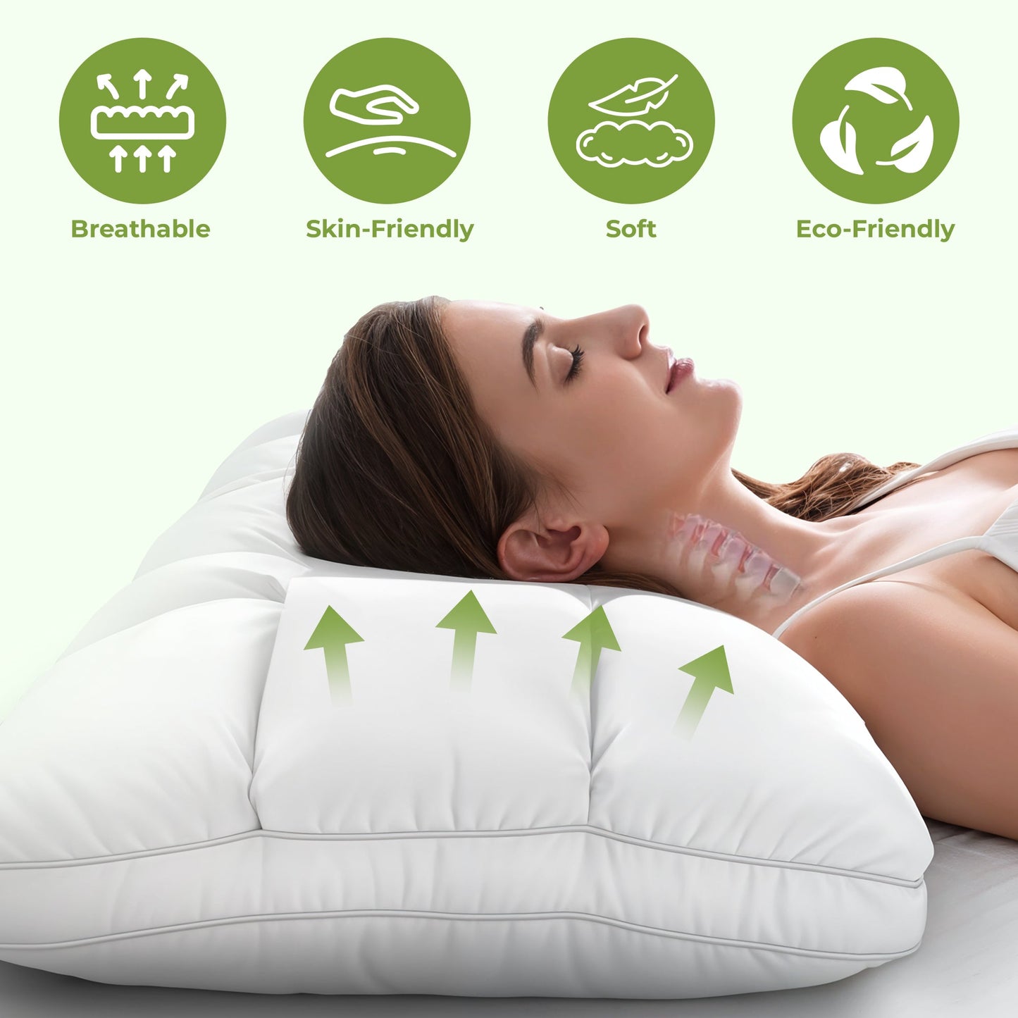 Luxury goose down pillow for side and back sleepers