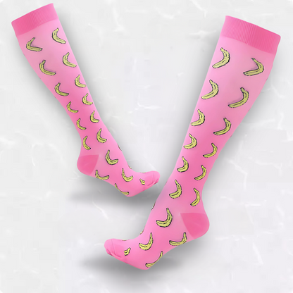 Fruit-print 20-30mmHg knee-high compression socks pair