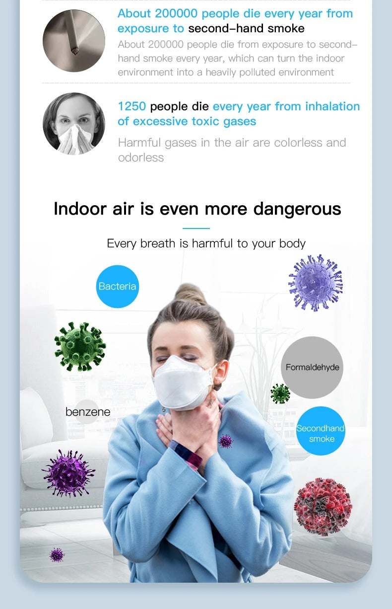 Wearable air purifier ionizer necklace allergy protection