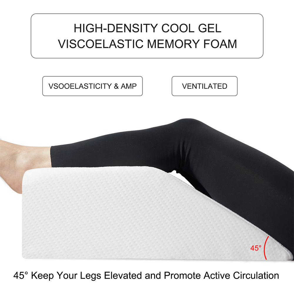 Memory foam leg elevation wedge pillow for circulation and swelling relief