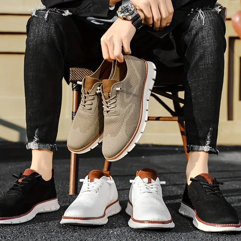 Men's lightweight stretch lace-up breathable shoes