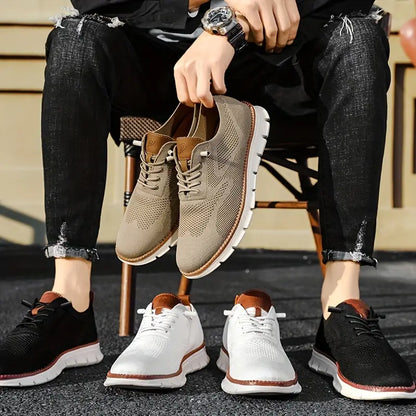 Men's lightweight stretch lace-up breathable shoes