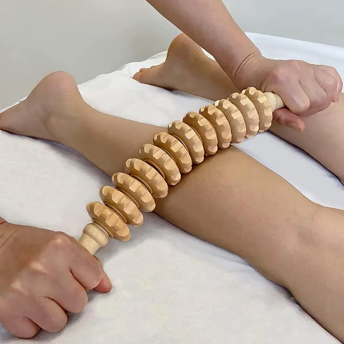 Handheld wooden massage roller circulation and muscle relief