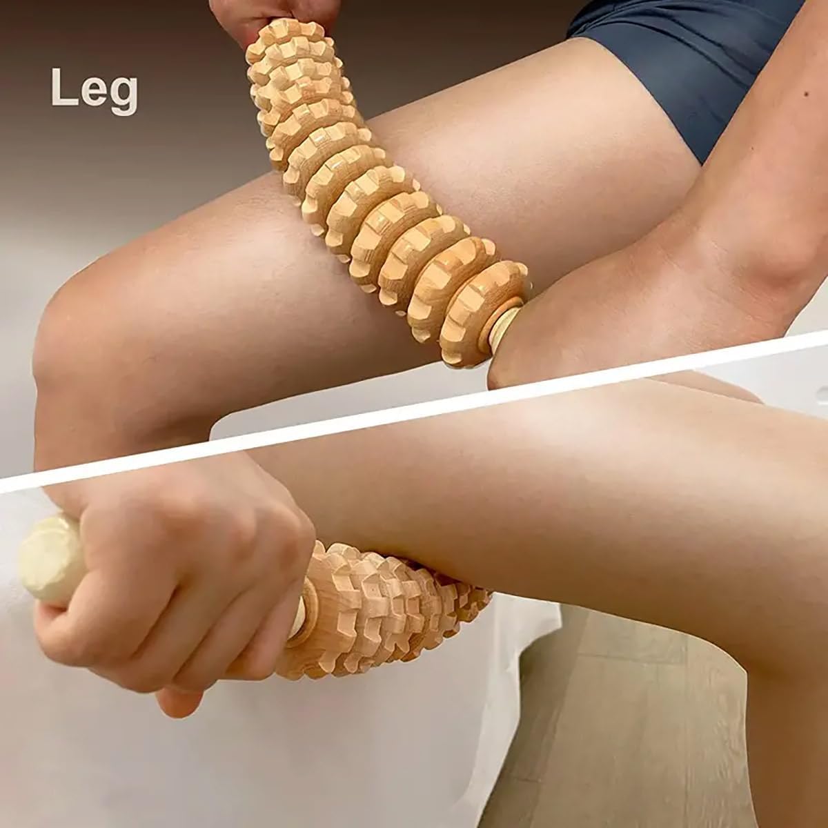 Handheld wooden massage roller circulation and muscle relief