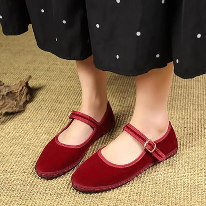 Velvet Mary Jane eco-friendly handcrafted shoes