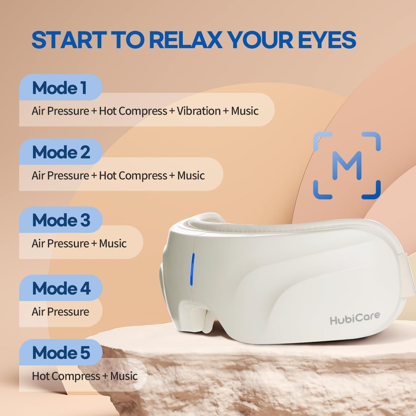 Heated eye massager vibration and air compression therapy