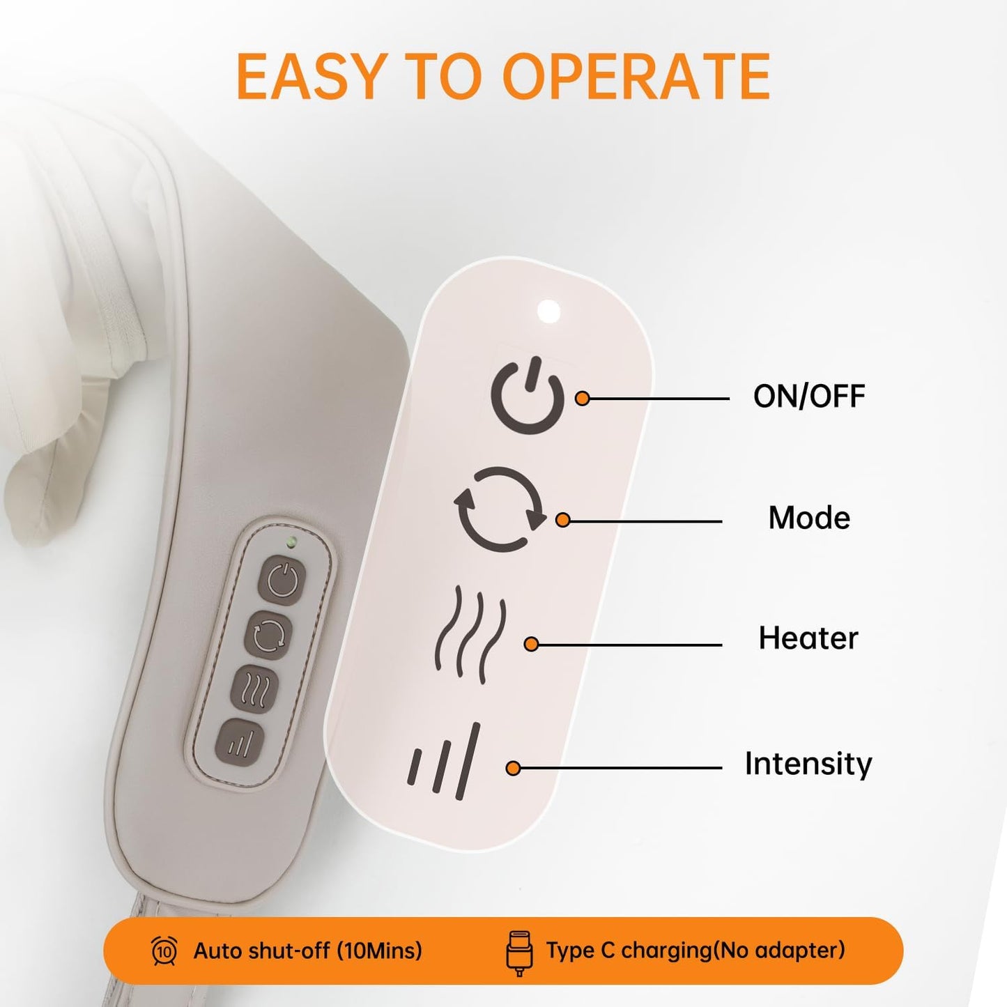 Deep tissue electric neck and shoulder shiatsu massager