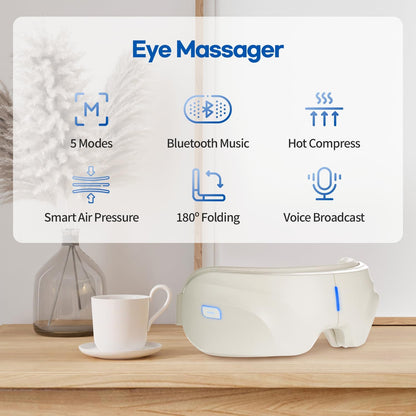 Heated eye massager vibration and air compression therapy