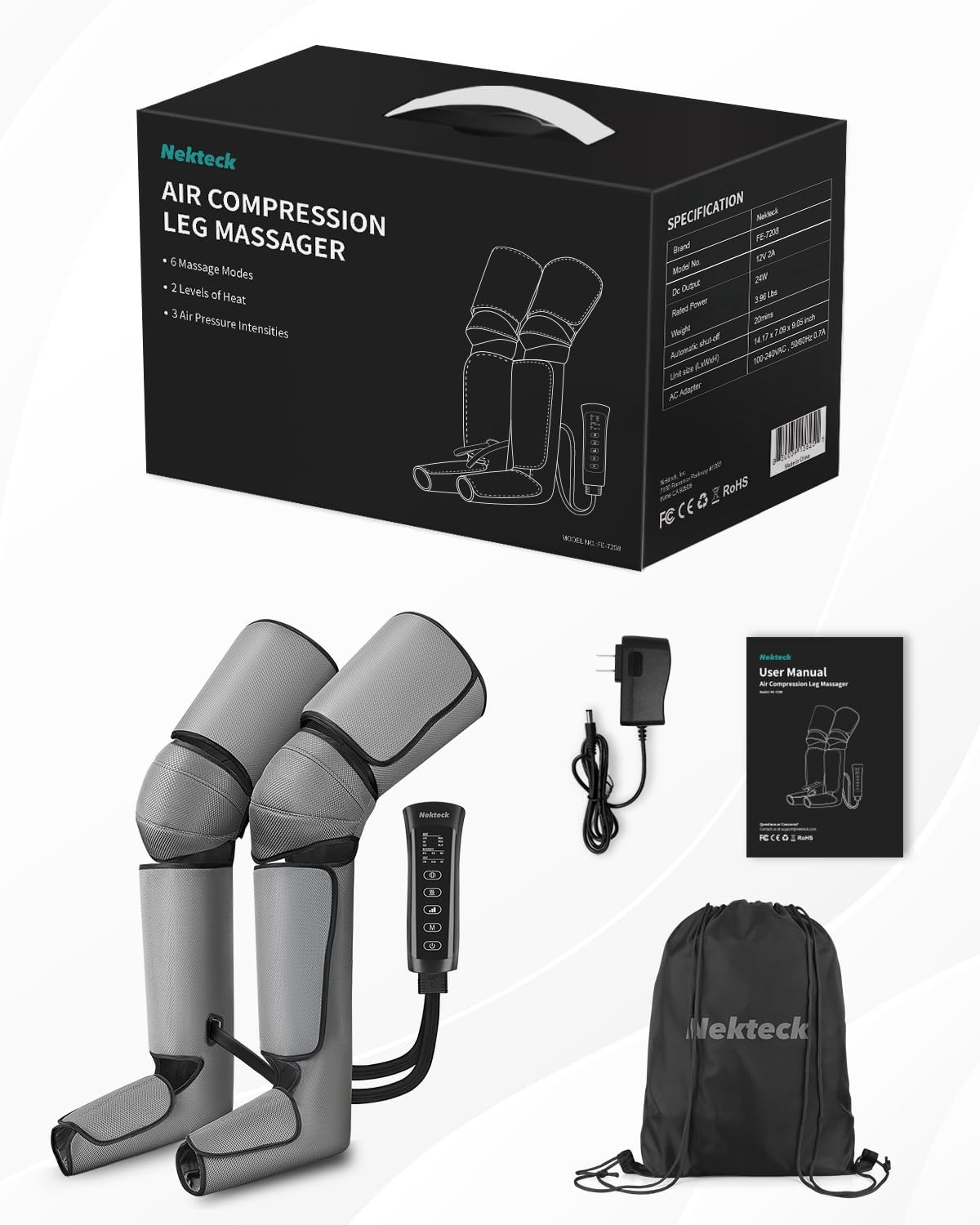 Electric heated knee and leg massager vibration