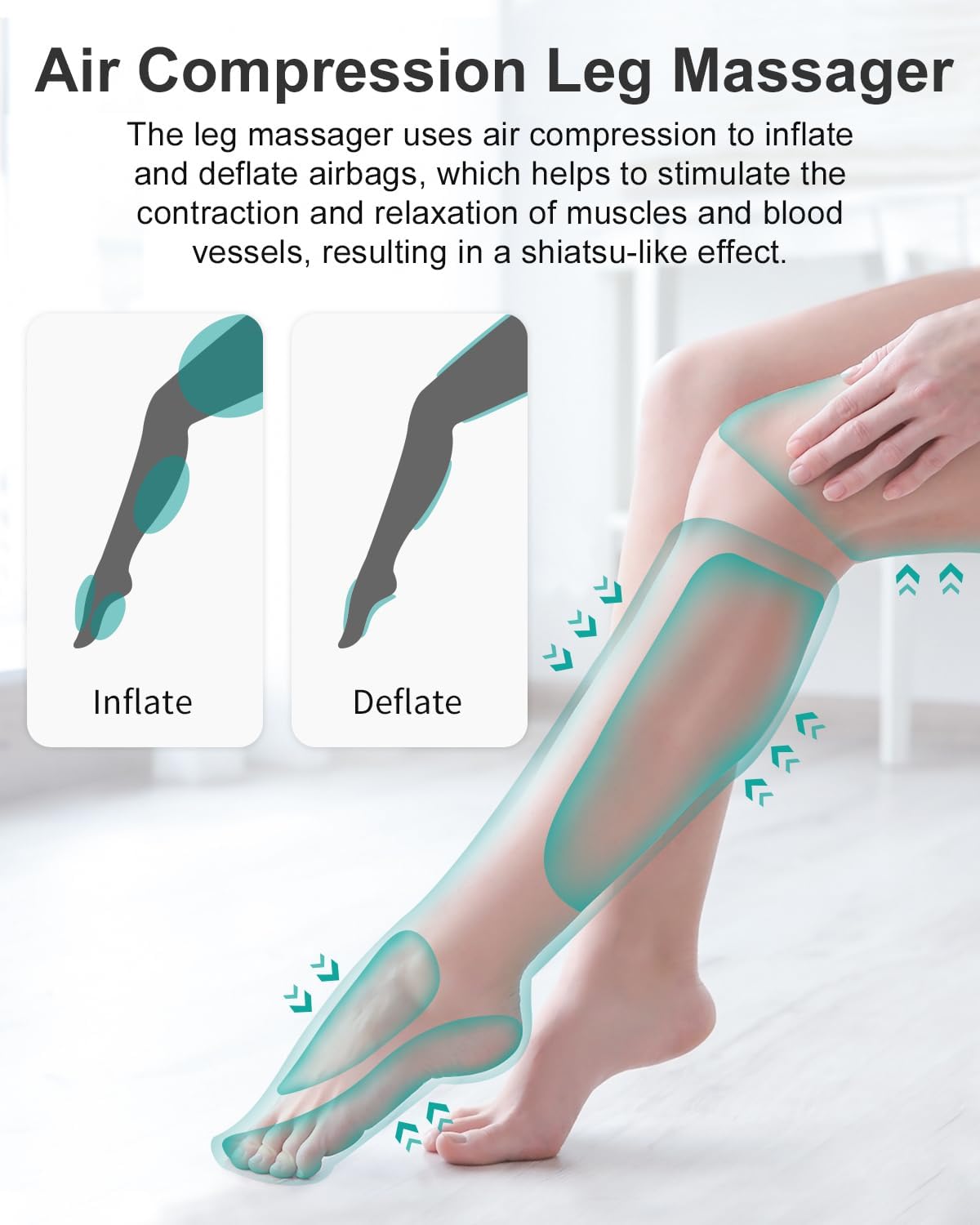 Electric heated knee and leg massager vibration