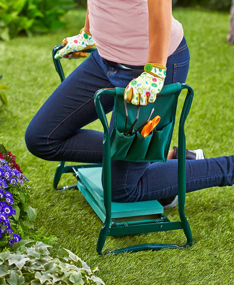 Padded convertible gardening kneeler seat with handles