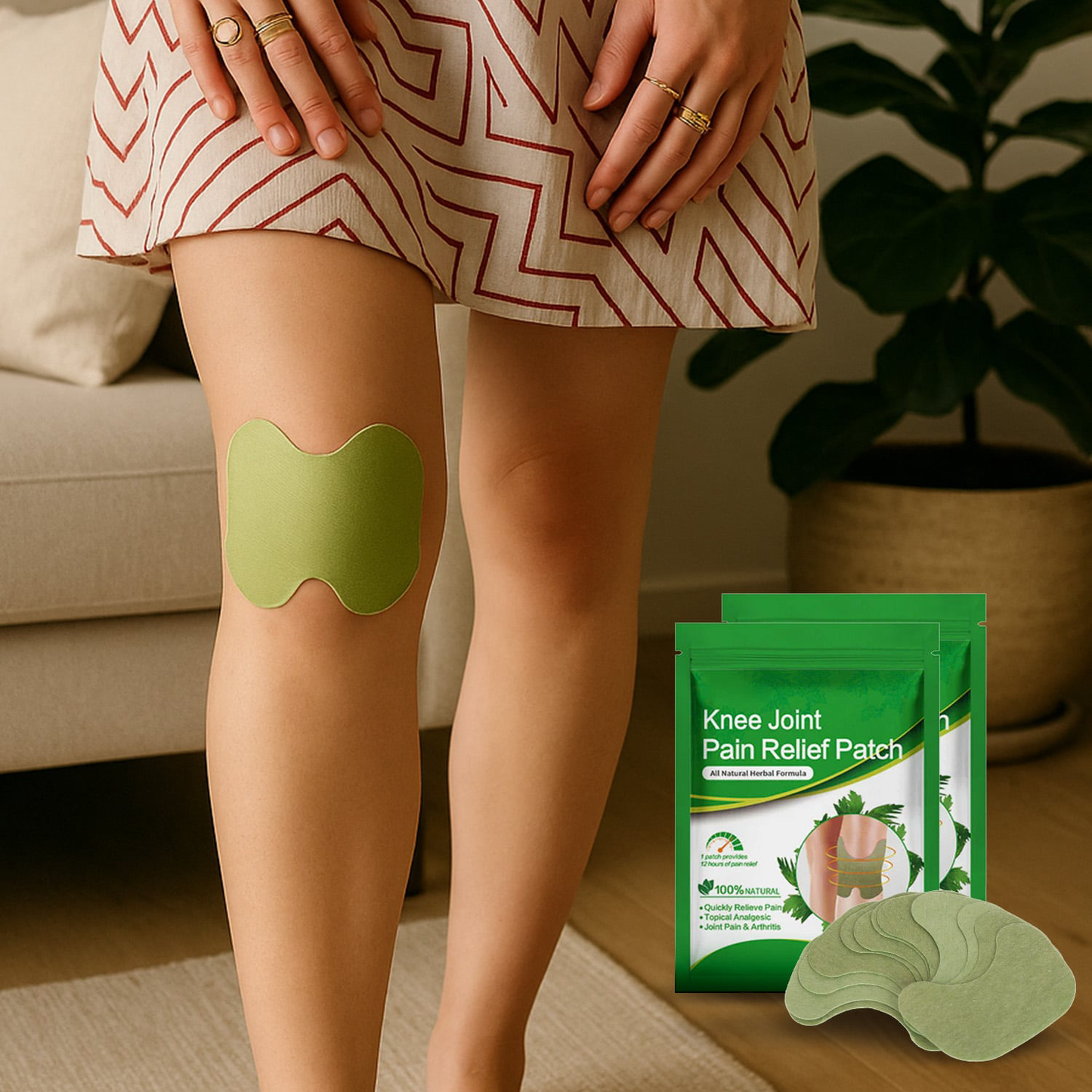 Natural herbal adhesive knee patches for tension and stiffness