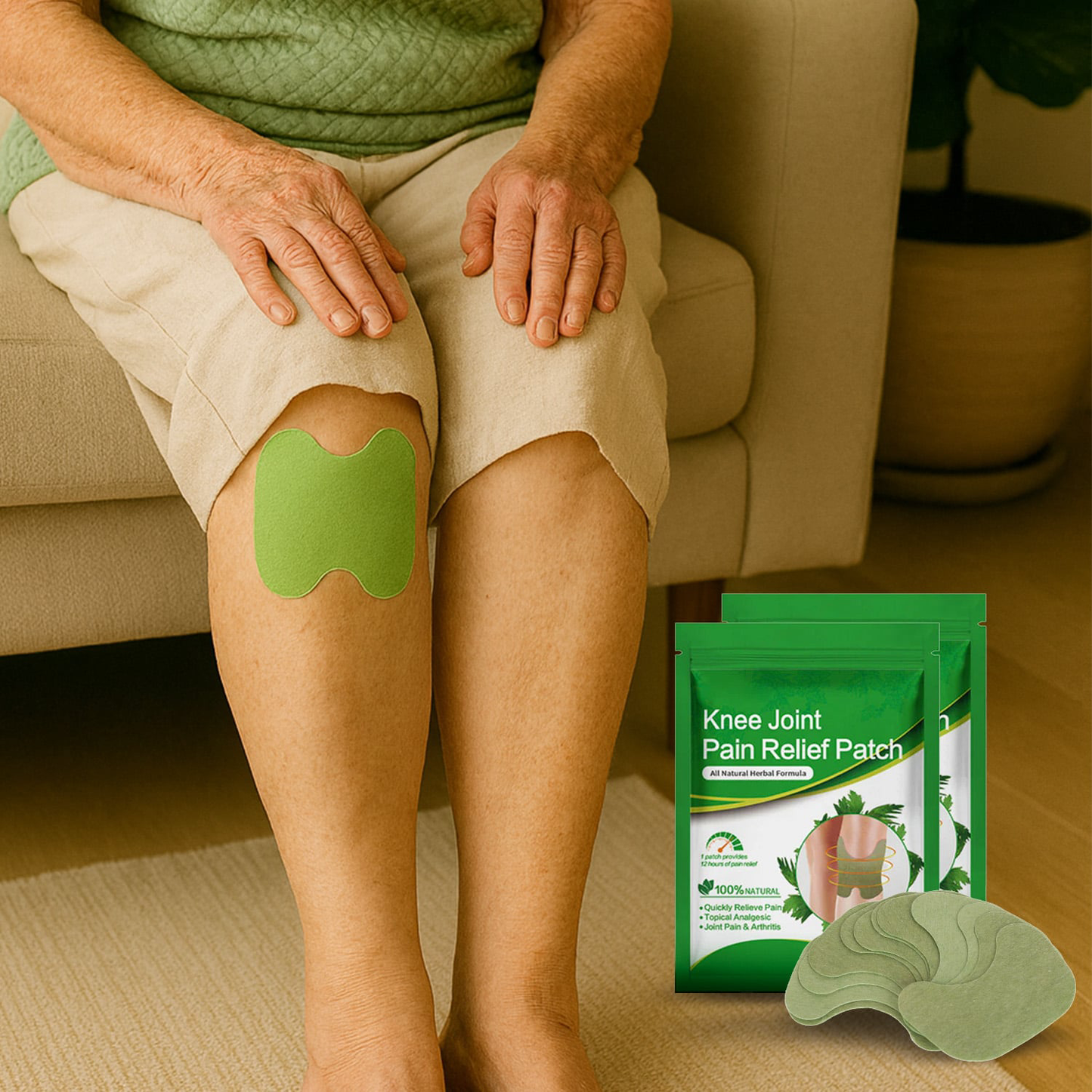 Natural herbal adhesive knee patches for tension and stiffness
