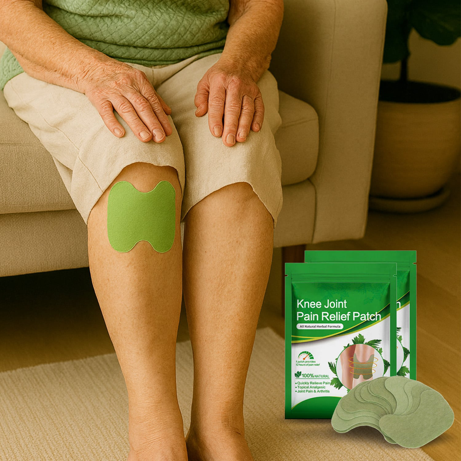Natural herbal adhesive knee patches for tension and stiffness