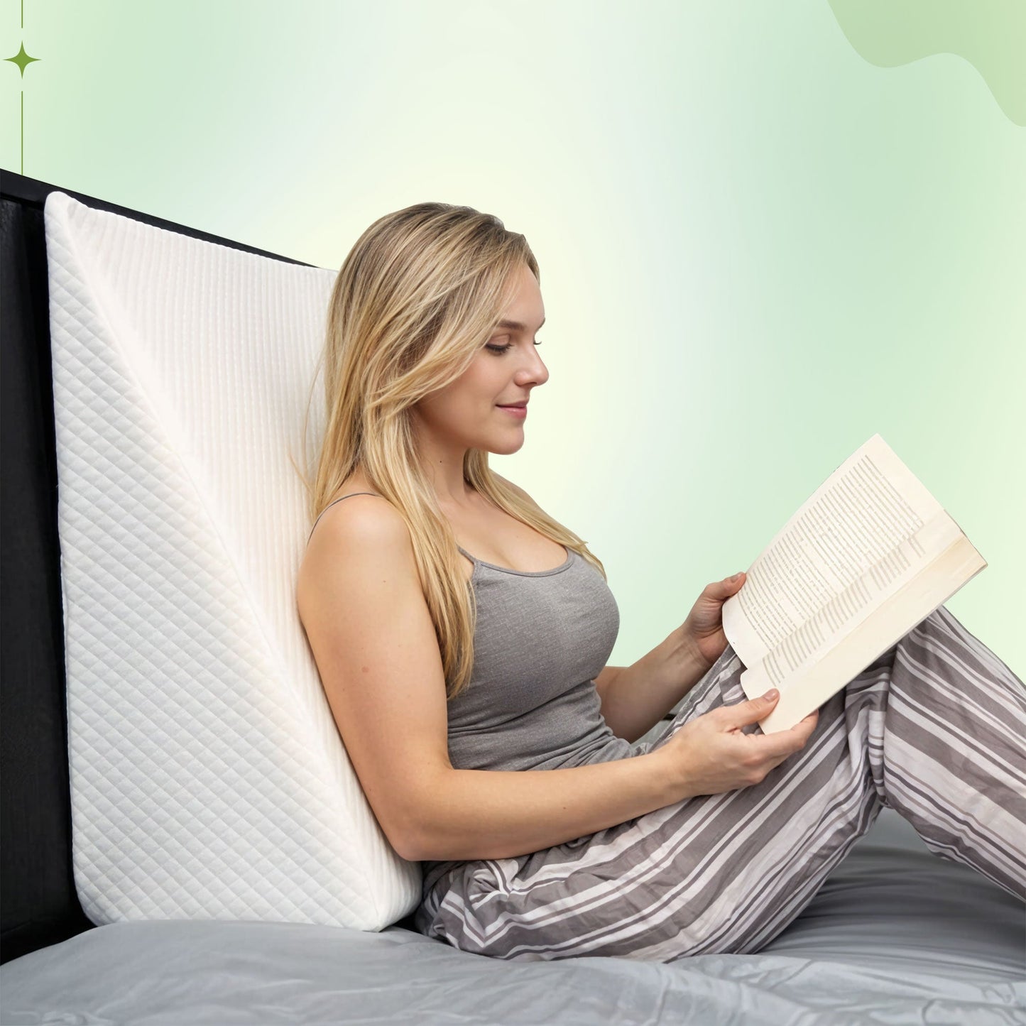 Memory foam wedge back and leg pillow for bed rest