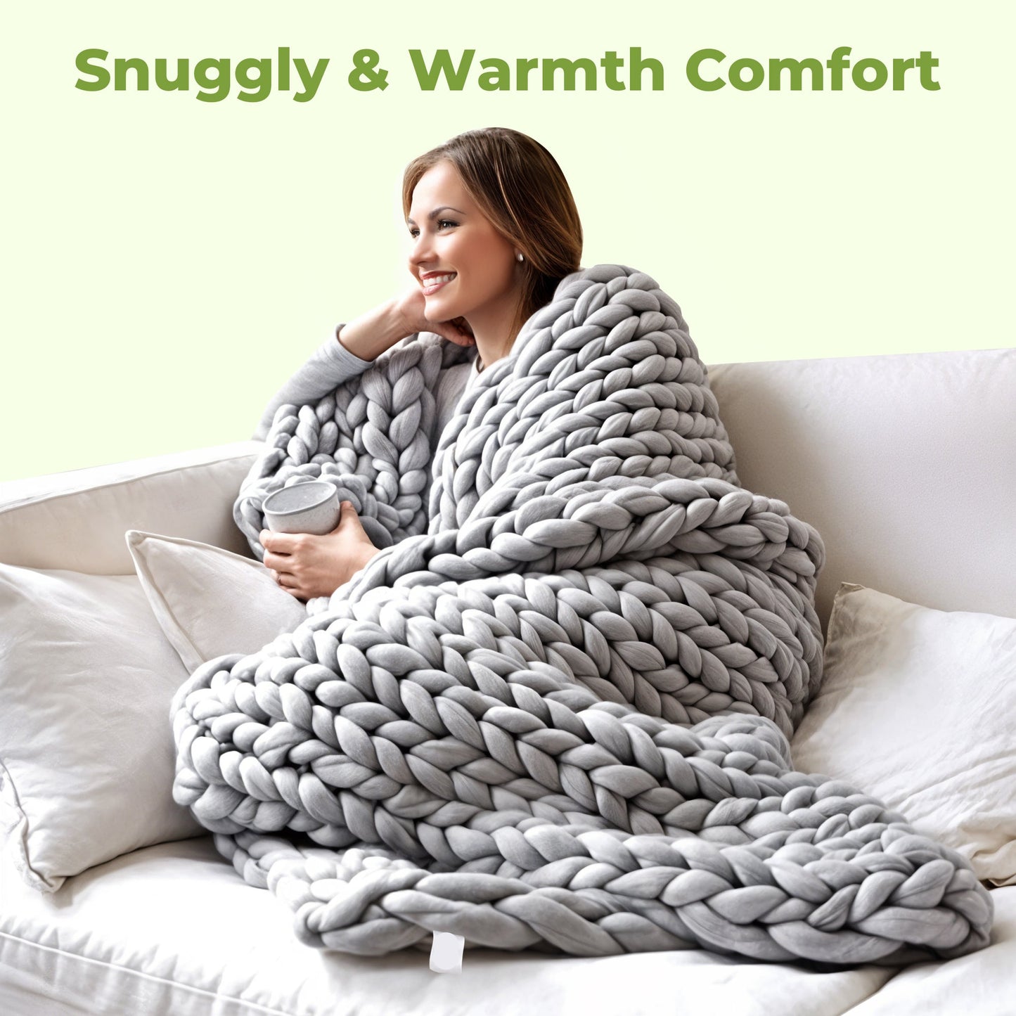 Chunky knit handwoven merino throw blanket