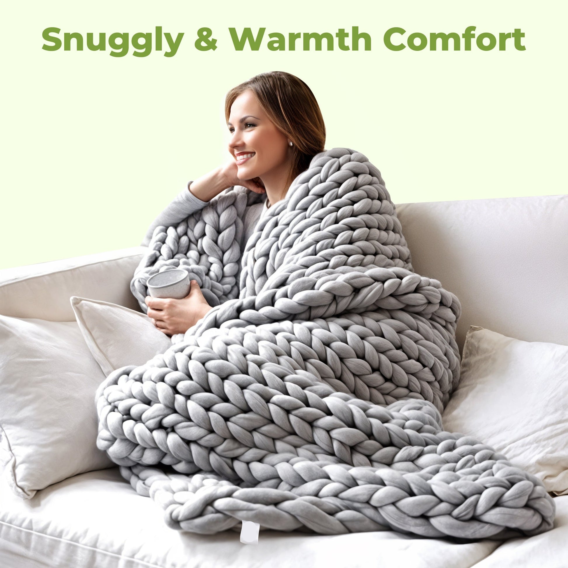 Chunky knit handwoven merino throw blanket