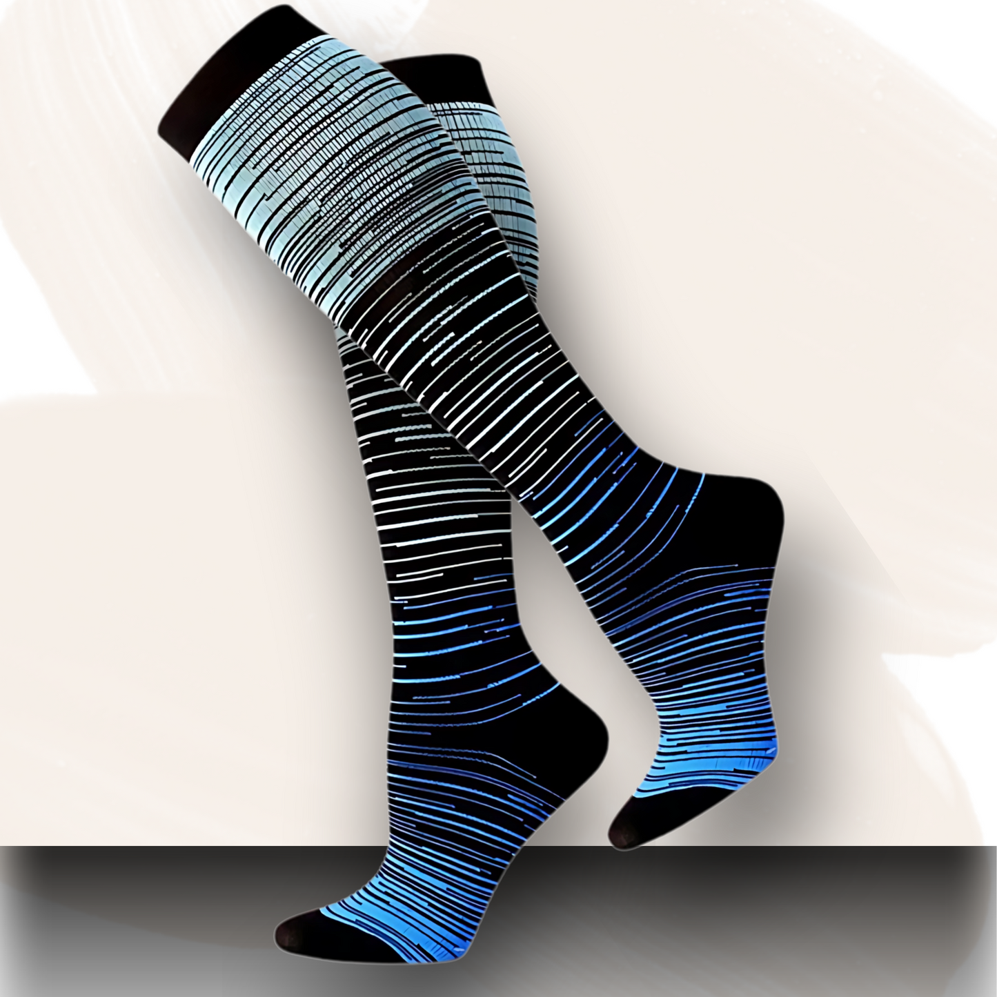 Ombré gradient 20-30mmHg knee-high compression socks pair